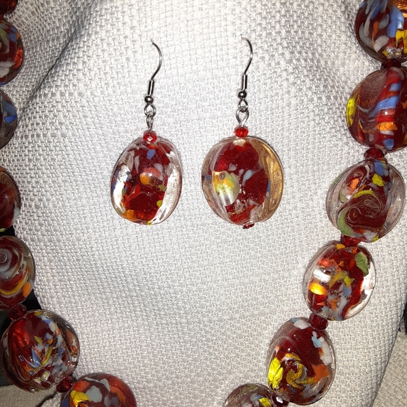 Morano Style glass and crystal Necklace set - Picture 6 of 7